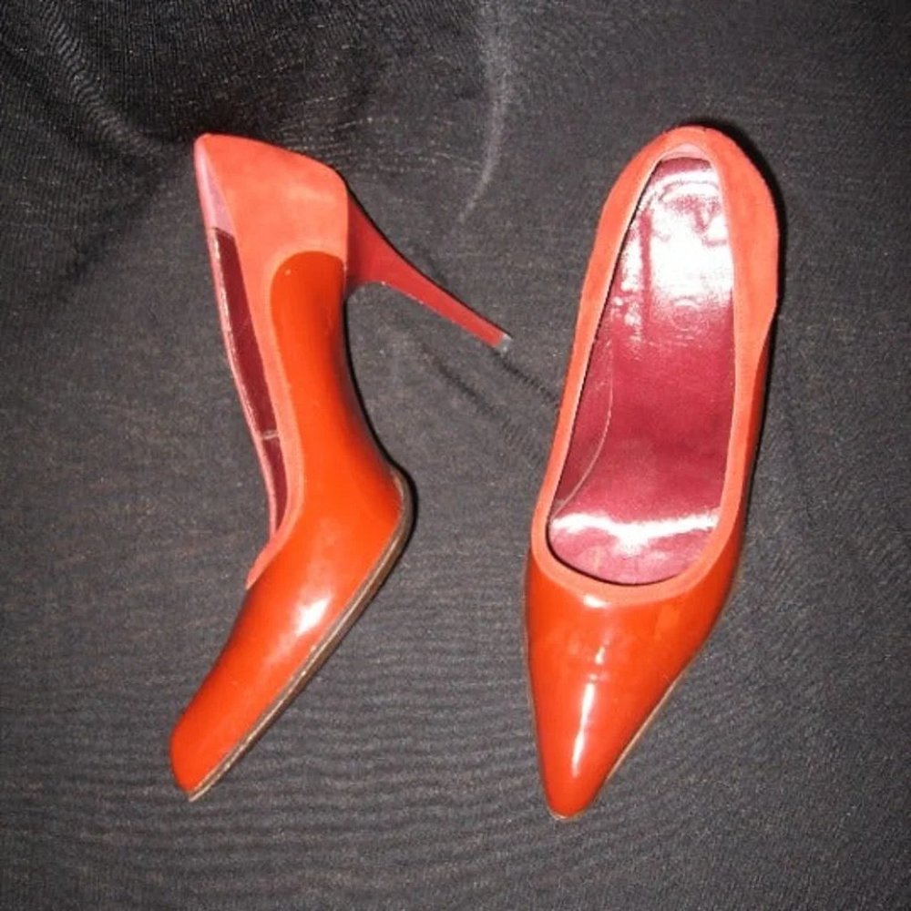 ❤️TOD'S Red Patent Leather / Suede Pointy Toe Stiletto Pumps Shoes Sz 6